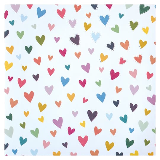 Multicolor Whimsical Hearts Cardstock Paper by Recollections&#x2122;, 12&#x22; x 12&#x22;